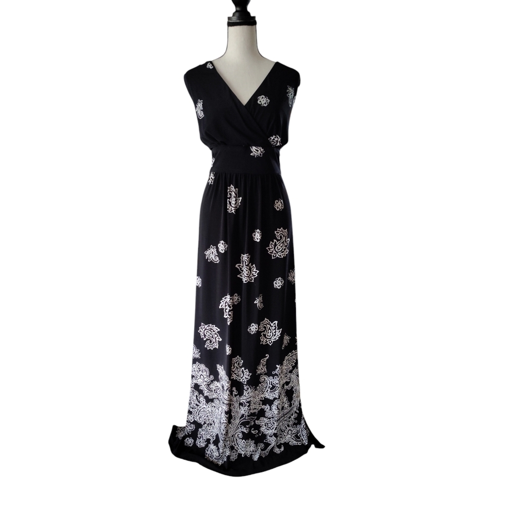 Chaps Ralph Lauren Black & White Maxi Dress NWOT Size 22W